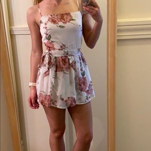 NWOT white floral romper